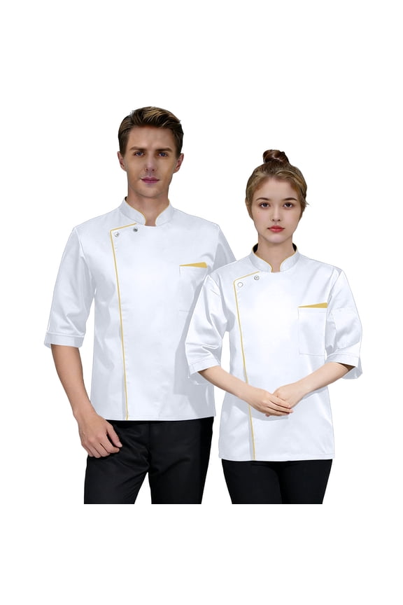 Unisex Chef Jacket Men's Chef Coat Restaurant Kitchen Chef Uniform White L