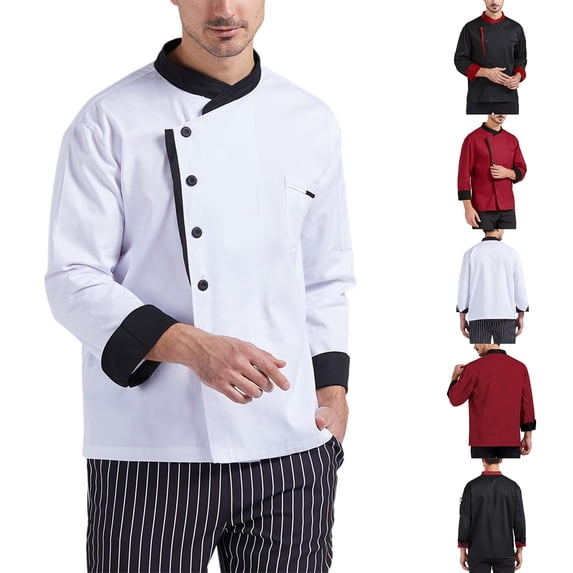 Unisex Chef Jacket Men's Chef Coat Restaurant Kitchen Chef Uniform White XL