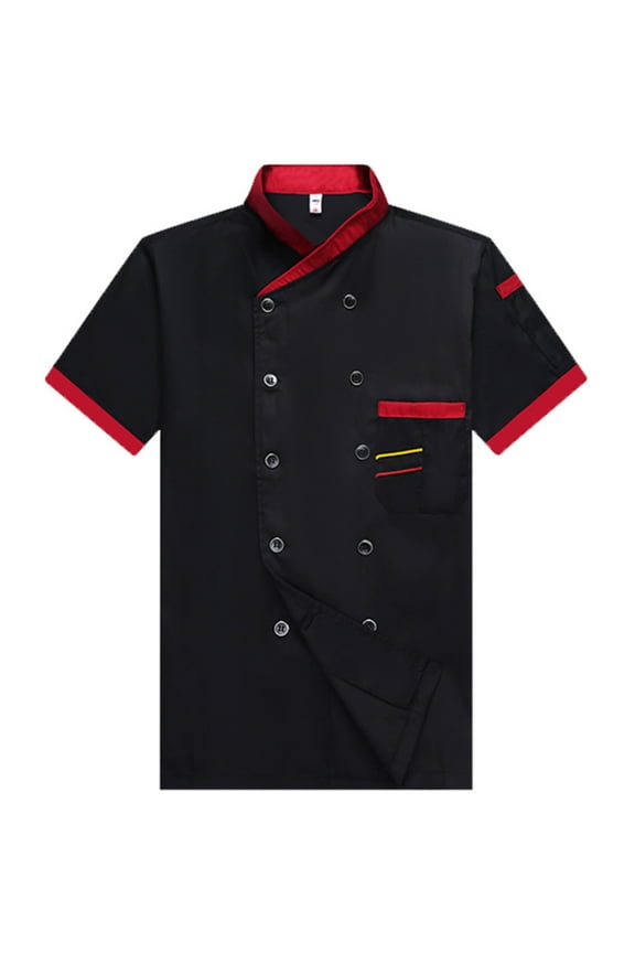 Unisex Chef Jacket Short Sleeve Double-Breasted Kitchen Chef Uniform
