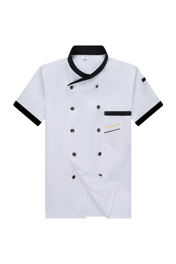 Unisex Chef Jacket Short Sleeve Double-Breasted Kitchen Chef Uniform