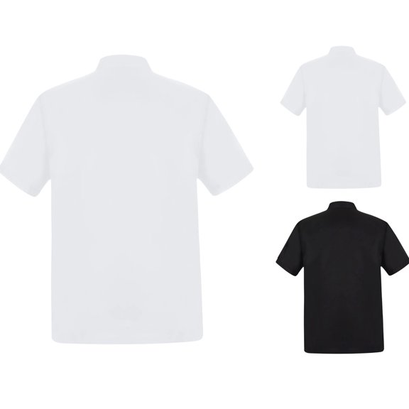 Unisex Chef Work Shirts Jacket Hotel Uniform Comfortable Button Closure Kitchen Restaurant Short Sleeve Breathable Coat ,XXL,#02 White