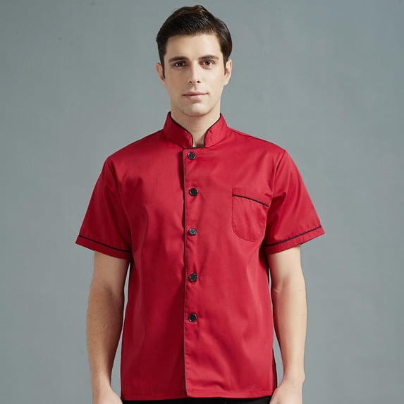 Unisex Chef's Uniform Solid Color Single-breasted Stand Collar Long Sleeve/short Sleeve Chef's Jacket Overalls Bakery Uniform