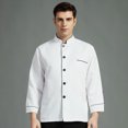 thumbnail image 1 of Unisex Chef's Uniform Solid Color Single-breasted Stand Collar Long Sleeve/short Sleeve Chef's Jacket Overalls Bakery Uniform, 1 of 6