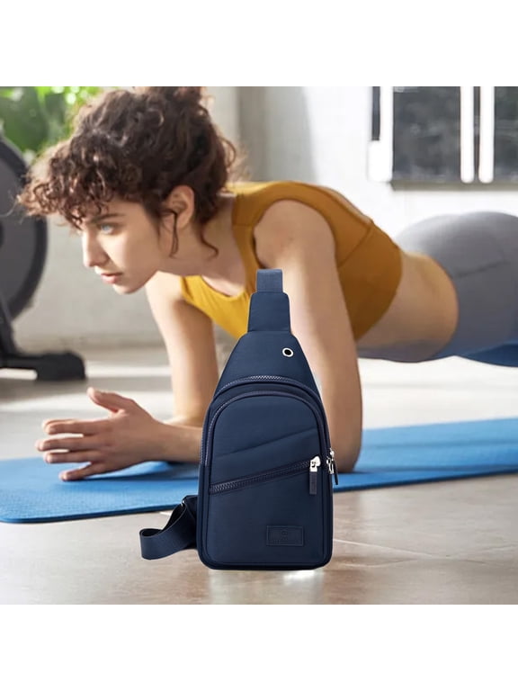 Unisex Chest Sling Bag for Men Women, Large Capacity Front Pack, Waterproof Nylon Anti-Theft Travel Bag with USB Charging Port for Outdoor Sports and City Commute