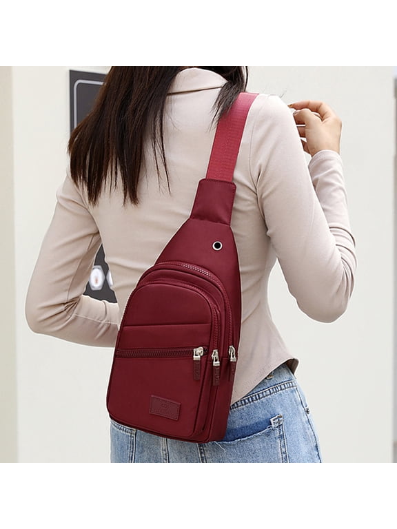 Unisex Chest Sling Bag for Men Women, Large Capacity Front Pack, Waterproof Nylon Anti-Theft Travel Bag with USB Charging Port for Outdoor Sports and City Commute