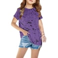 thumbnail image 1 of Unisex Child Cotton Summer Graphic T-shirts Short Sleeve Crew Neck Printed Soft Tees for Boys Girls 3-11 Years (120, Purple 02), 1 of 4