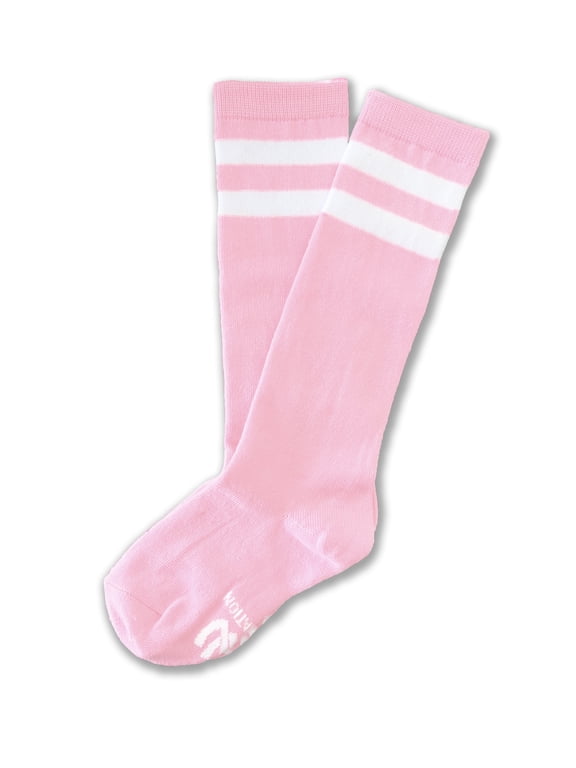 Unisex Child Kid Size Colored Knee High Sport Team Socks With Various Colored Stripes