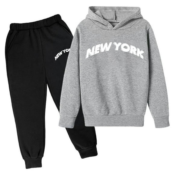 Unisex Child Kids Sweatsuit Hop Hoodie Suit Letter Print Hooded Sweatshirt Pullover Tops Sweatpants Fall Winter 2 Piece Outfits Streetwear