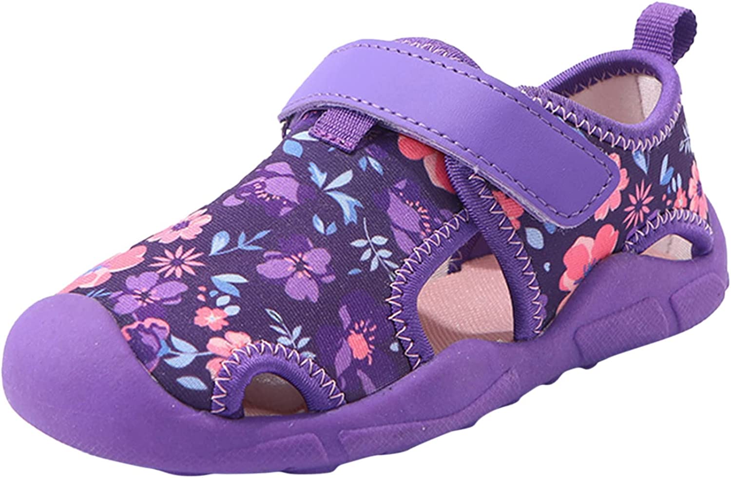 Ahannie Toddler Sandals - Closed Toe Water Shoes For Boys & Girls, Hook & Loop Strap, Summer Beach Outdoor