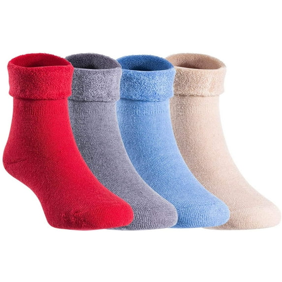 Unisex Children 4 Pairs Pack Cashmere Wool Socks Solid Color Size 0M-6M
