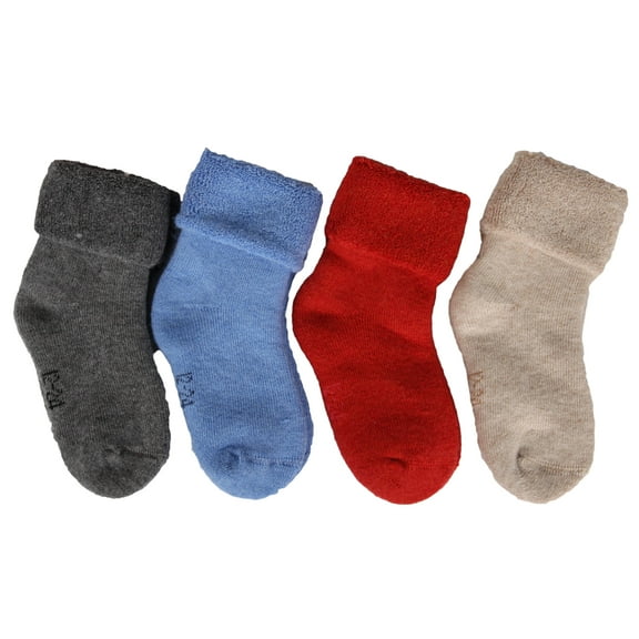 Unisex Children 4 Pairs Pack Wool Blend Crew Boot Wool Socks Solid Size 0M-6M