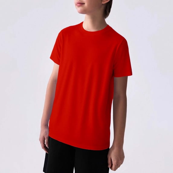 Unisex Children Sweat‑Wicking Plain Tee, Lightweight Breathable Summer Outdoor Play Short Top
