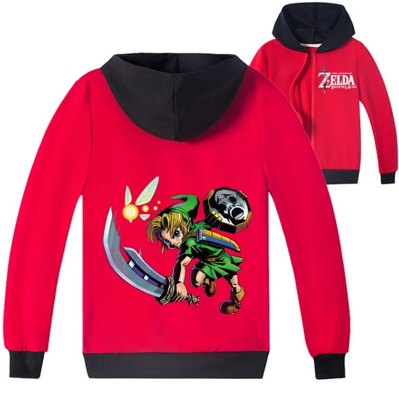 Unisex Children's Hooded Zipper Jacket with The Legend of Zelda Print, Perfect for Spring and Fall
