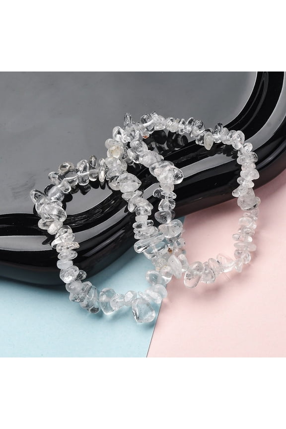 Unisex Chip Natural Quartz Beaded Stretch Bracelets Inner Diameter: 1-3/4~2 inch(4.5~5cm) DIY