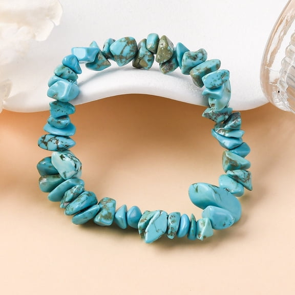 Unisex Chip Turquoise(Dyed) Beaded Stretch Bracelets Inner Diameter: 1-3/4~2 inch(4.5~5cm)