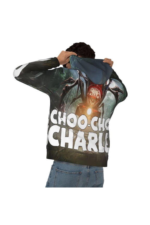 Unisex Choo Choo Charles Pullover Hoodie Realistic 3d Print Graphic Hooded Sweatshirts With Pocket For Men Women