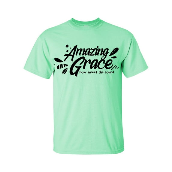 Unisex Christian Amazing Grace How Sweet The Sound Short Sleeve T-shirt-Mint-5xl