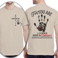 thumbnail image 1 of Unisex Christian Double-Sided T-Shirt, God's Masterpiece Ephesians 2:10 Tee, Handprint Scripture Shirt, Sand, Size 2XL, 1 of 6