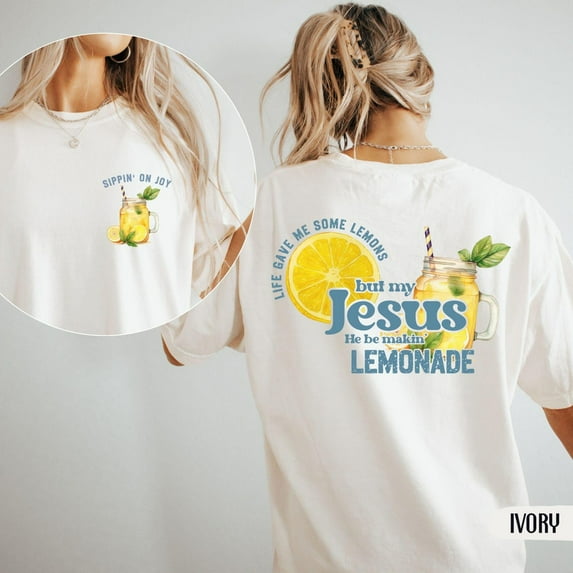 Unisex Christian Graphic Comfort Colors T-Shirt – “Life Gave Me Lemons but Jesus Made Lemonade” Faith-Inspired Tee