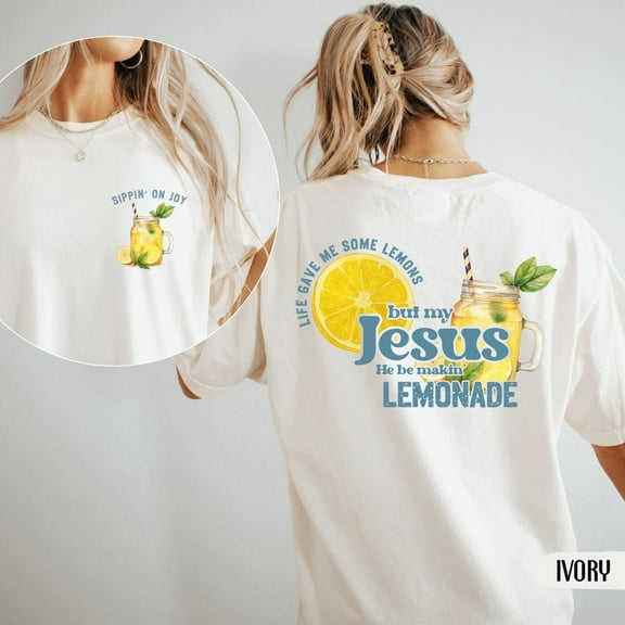 Unisex Christian Graphic Comfort Colors T-Shirt – “Life Gave Me Lemons but Jesus Made Lemonade” Faith-Inspired Tee