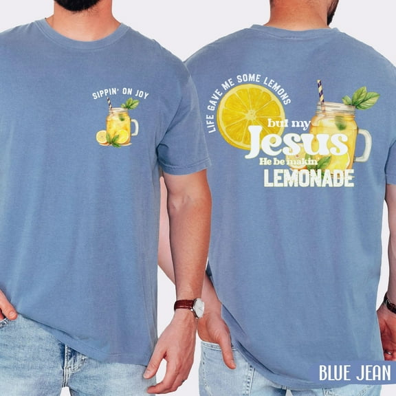 Unisex Christian Graphic Comfort Colors T-Shirt – “Life Gave Me Lemons but Jesus Made Lemonade” Faith-Inspired Tee