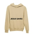 thumbnail image 1 of Unisex Christian Hoodie Jesus Saves Hooded Sweatshirt-Tan-large, 1 of 1