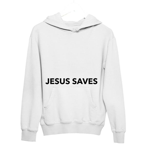 Unisex Christian Hoodie Jesus Saves Hooded Sweatshirt-White-large
