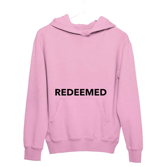 Unisex Christian Hoodie Redeemed Hooded Sweatshirt-Light Pink-xl