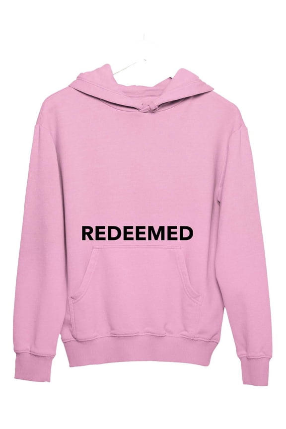 Unisex Christian Hoodie Redeemed Hooded Sweatshirt-Light Pink-xxxl