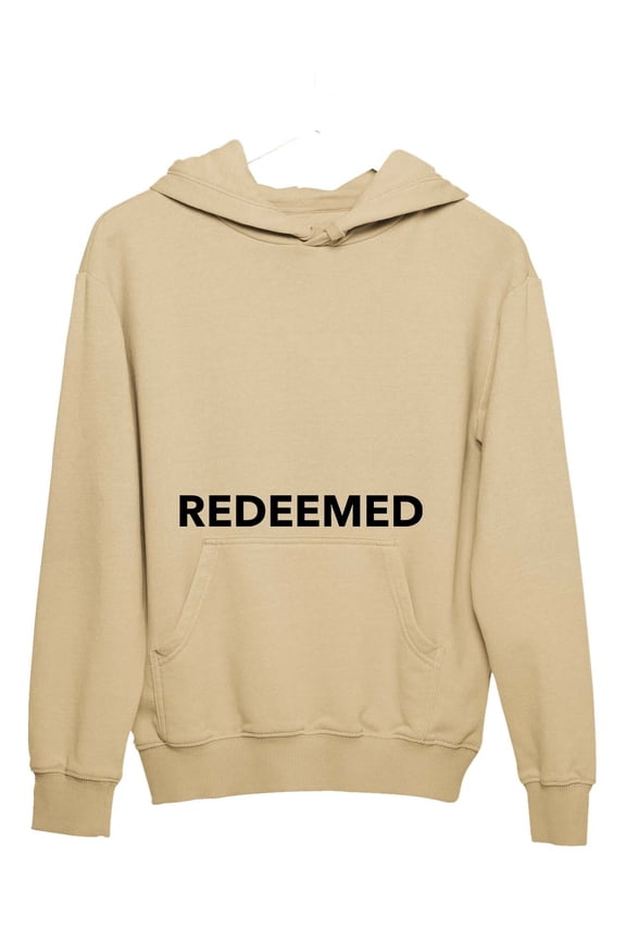 Unisex Christian Hoodie Redeemed Hooded Sweatshirt-Tan-medium