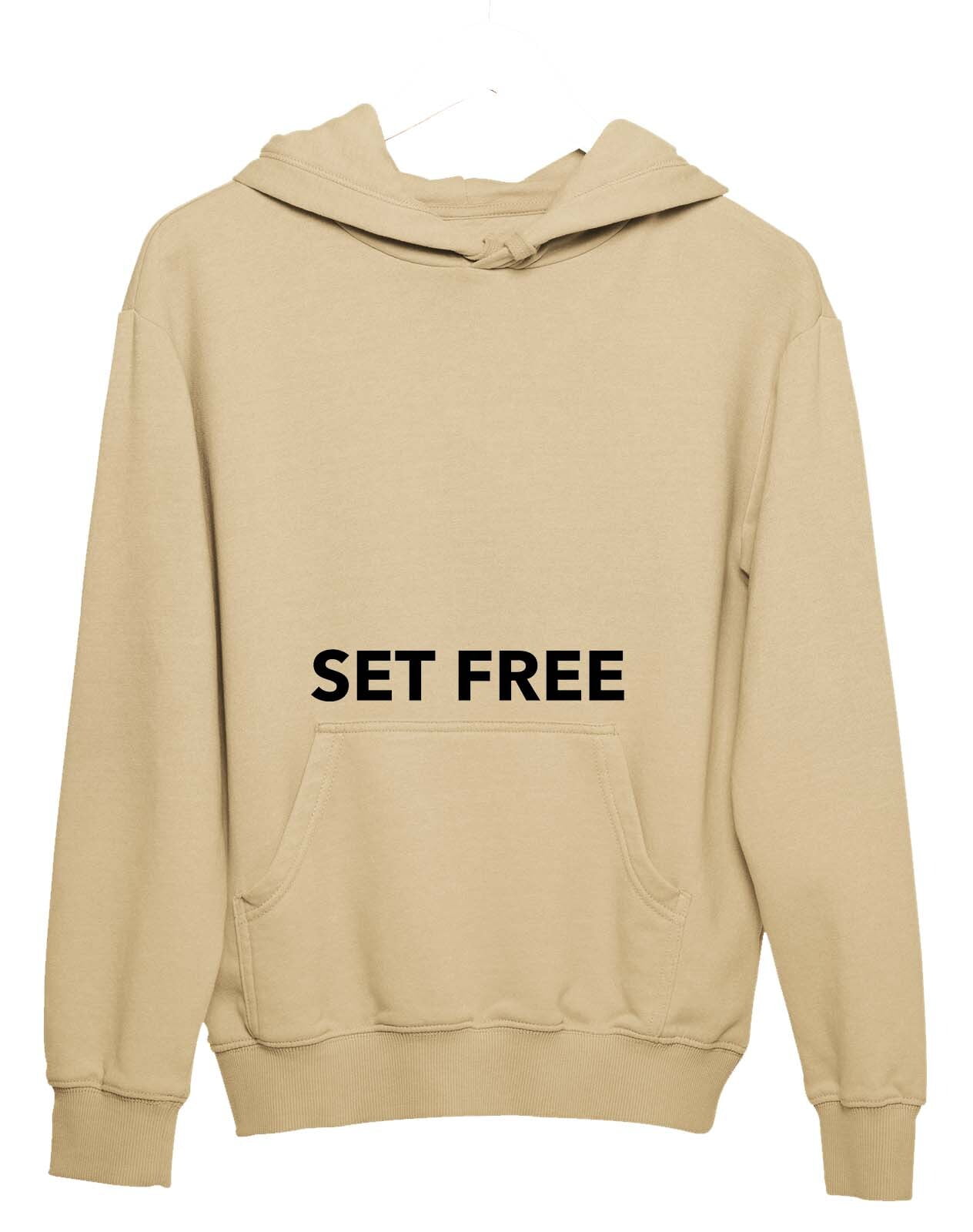 Unisex Christian Hoodie Set Free Hooded Sweatshirt Tan large