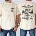 thumbnail image 1 of Unisex Christian T-Shirt, "Follow Me" Double-Sided Matt 4:19 Fishers of Men Bible Quote with Fisherman Graphic, Religious Streetwear Tee, Inspirational Gift for Believers, 1 of 7