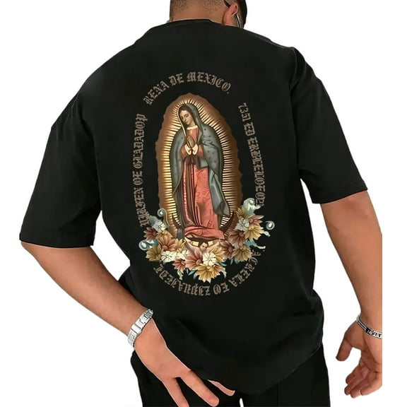 Unisex Christian T-Shirt, Virgin Mary Graphic Casual Tee, Religious Catholic Shirt for Men and Women, Spiritual Gift Top, Sizes S–5XL