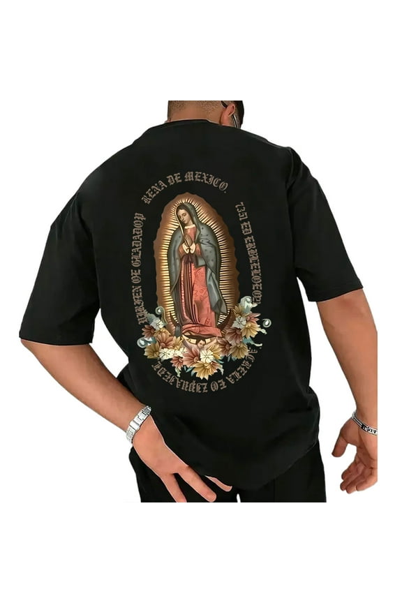 Unisex Christian T-Shirt, Virgin Mary Graphic Casual Tee, Religious Catholic Shirt for Men and Women, Spiritual Gift Top, Sizes S–5XL