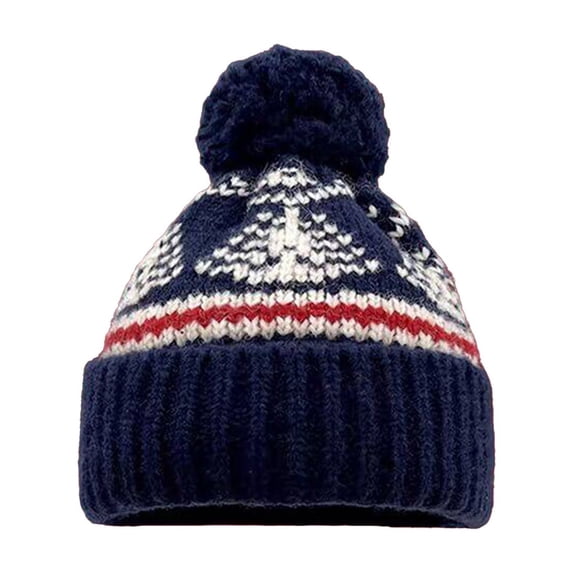 Unisex Christmas Beanie Pom Pom Knit Winter Ski Hat Windproof Outdoor Knit Cap