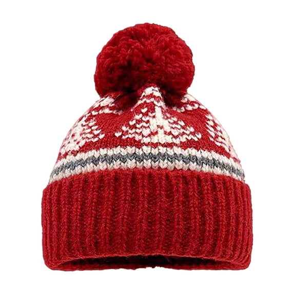 Unisex Christmas Beanie Pom Pom Knit Winter Ski Hat Windproof Outdoor Knit Cap
