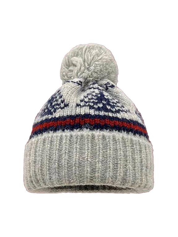 Unisex Christmas Beanie Pom Pom Knit Winter Ski Hat Windproof Outdoor Knit Cap