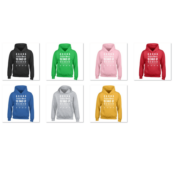 Unisex Christmas Feliz Navi Dad Printed Design Hoodie Long Sleeve Sweatshirt Soft and Comfy Hoodie, Lightweight Hoodie Gold Sweater Large