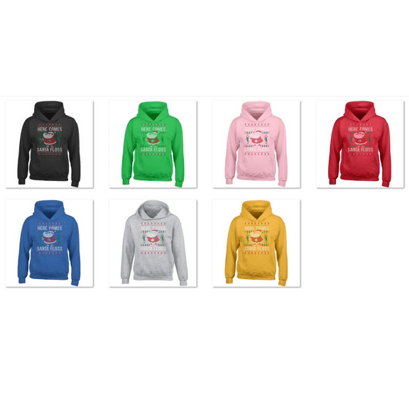 Unisex Christmas Here Comes Santa Floss Printed Design Hoodie Long Sleeve Sweatshirt Soft and Comfy Hoodie, Lightweight Hoodie Irish Green Sweater X-Large