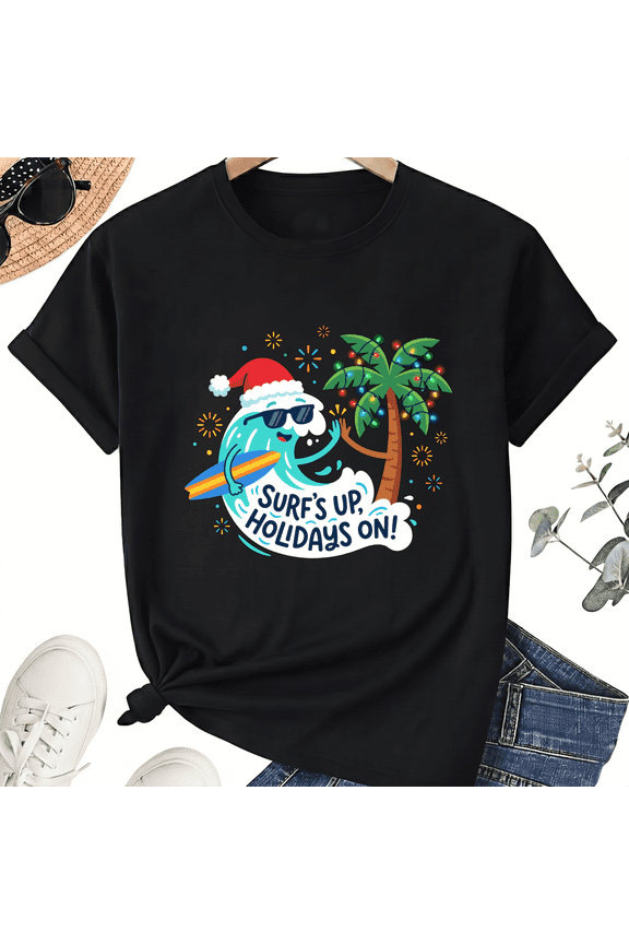Unisex Christmas In July Dolphin Beach Graphic T-Shirt