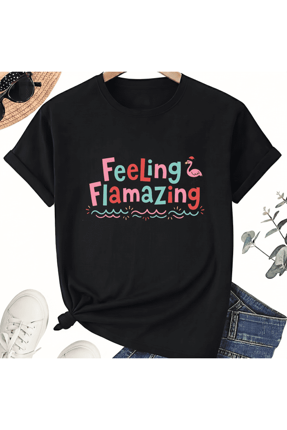 Unisex Christmas In July Flamingo Text T-Shirt