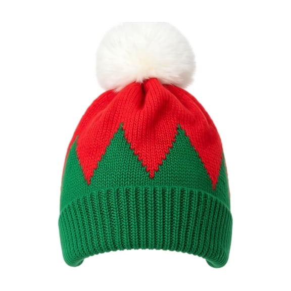 Unisex Christmas Party Hat with Pom Pom for Holiday Celebrations Knit Striped Winter Santa Hat