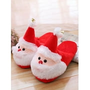 AVAMO Unisex Christmas Santa Claus Slippers Plush Slipper Floor Indoor Shoes With Bell