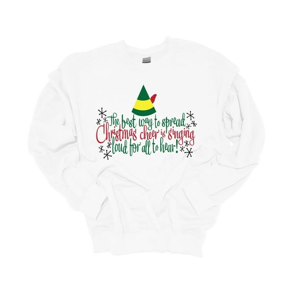 Unisex Christmas Sweatshirt Best Way To Spread Christmas Cheer Elf Festive Holiday Crewneck Sweatshirt-White-small