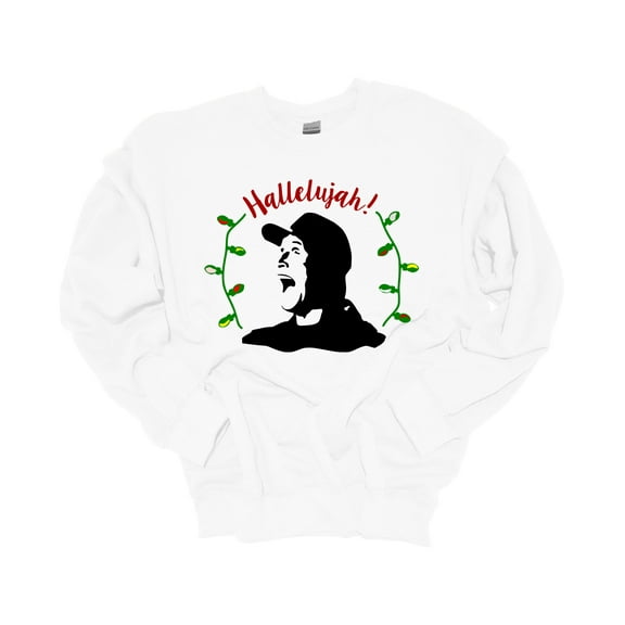 Unisex Christmas Sweatshirt Clark Griswold Hallelujah Festive Holiday Crewneck Sweatshirt-White-small