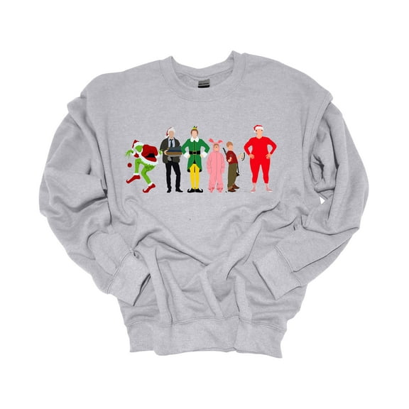 Unisex Christmas Sweatshirt Favorite Christmas Movies Festive Holiday Crewneck Sweatshirt-Sports Grey-xxl