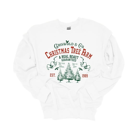 Unisex Christmas Sweatshirt Griswold Christmas Tree Farm Festive Holiday Crewneck Sweatshirt-White-xxl