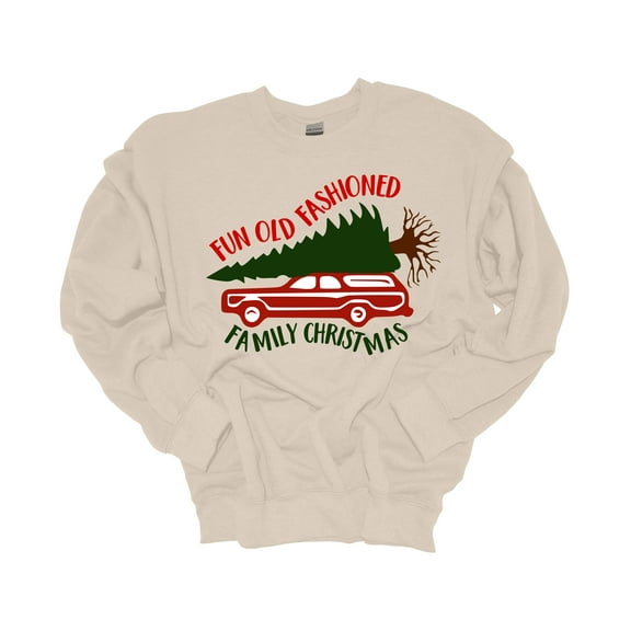Unisex Christmas Sweatshirt Griswold Fun Old Fashioned Family Christmas Festive Holiday Crewneck Sweatshirt-Sand-small