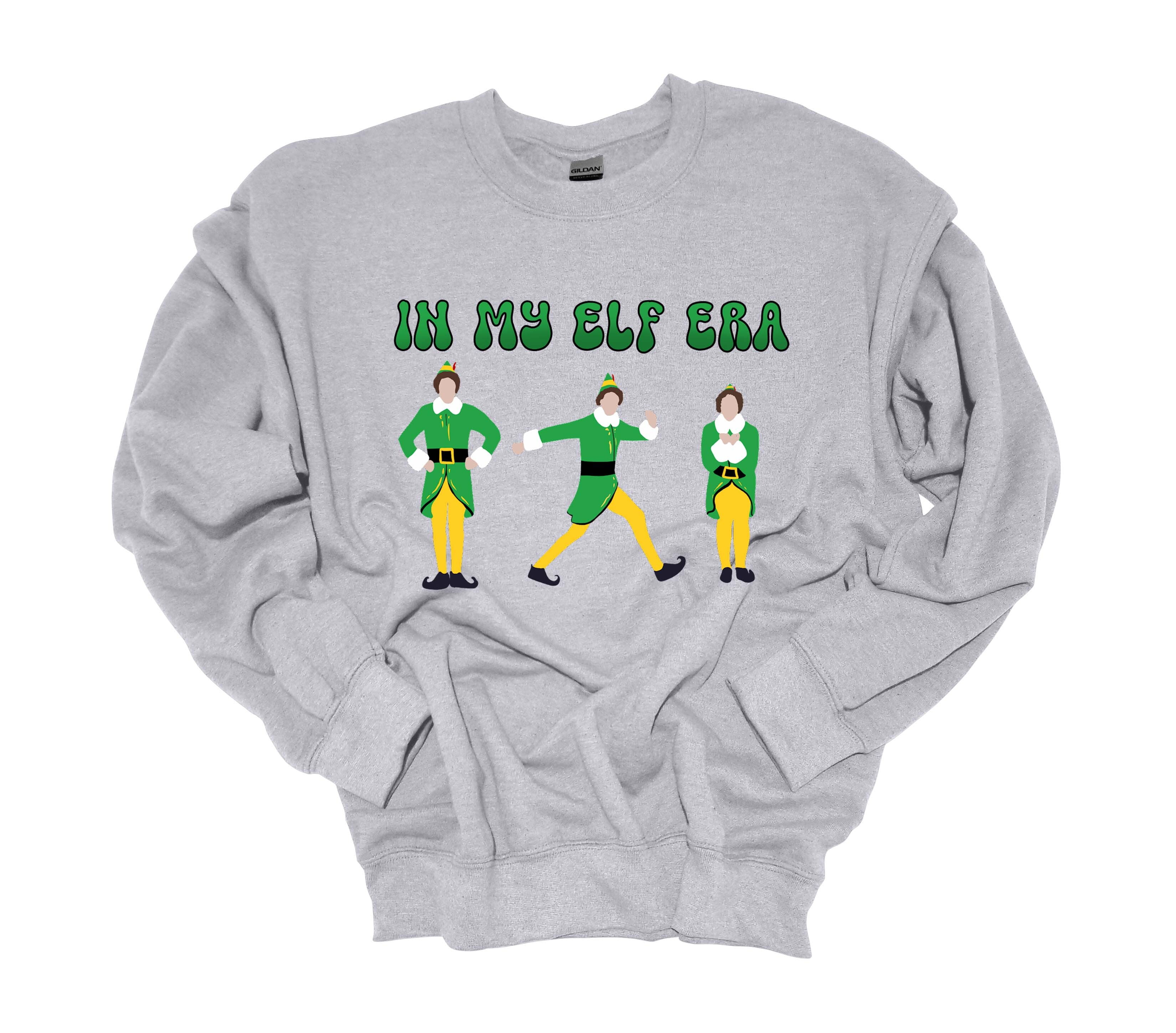 Unisex Christmas Sweatshirt In My Elf Era Buddy Festive Holiday Crewneck Sweatshirt-Sports Grey-5xl