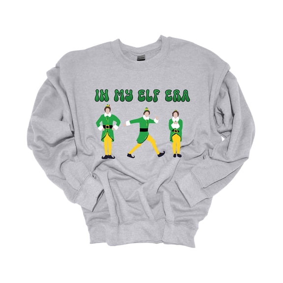 Unisex Christmas Sweatshirt In My Elf Era Buddy Festive Holiday Crewneck Sweatshirt-Sports Grey-xxl